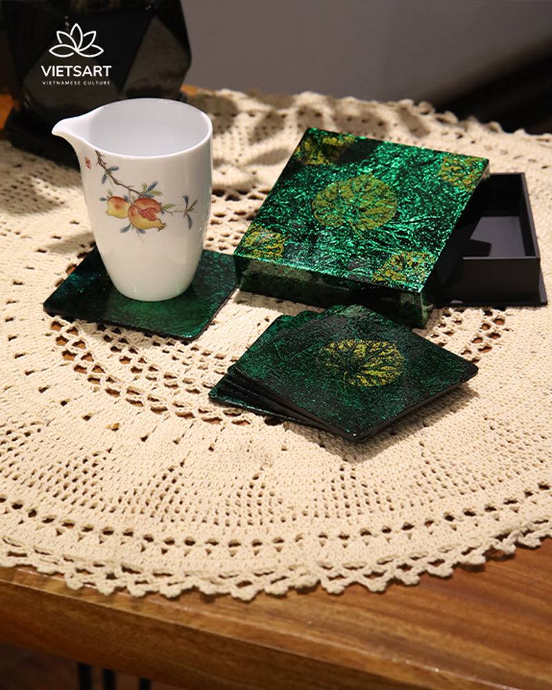 Lacquered wooden cup coaster