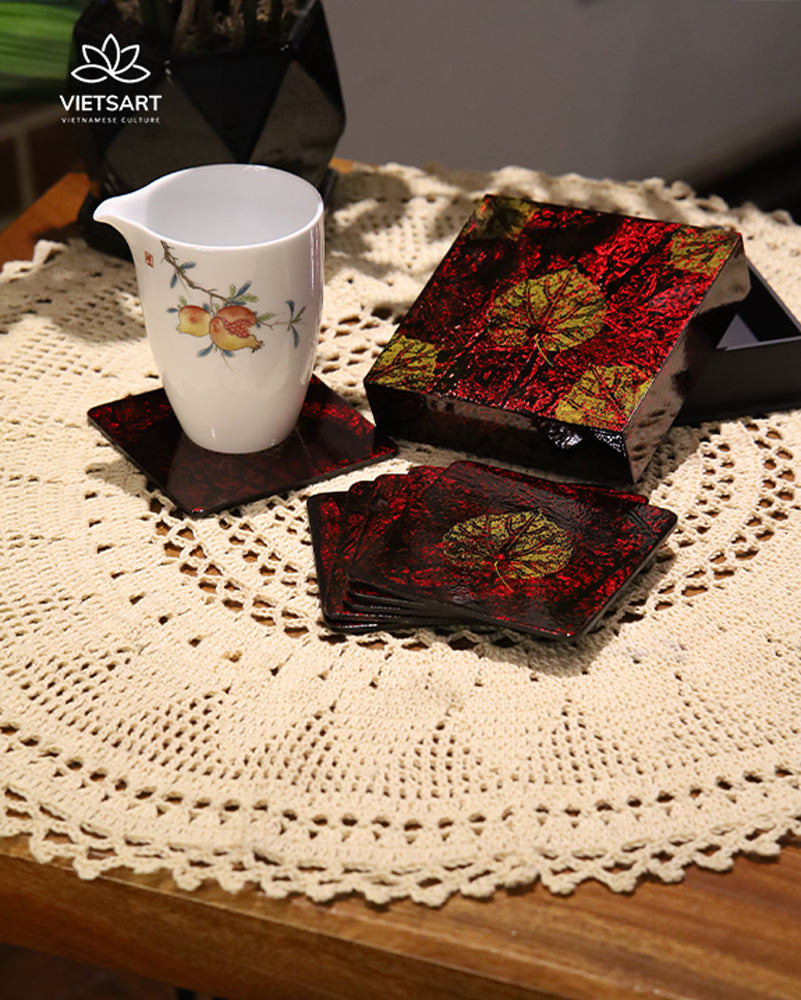 Lacquered wooden cup coaster