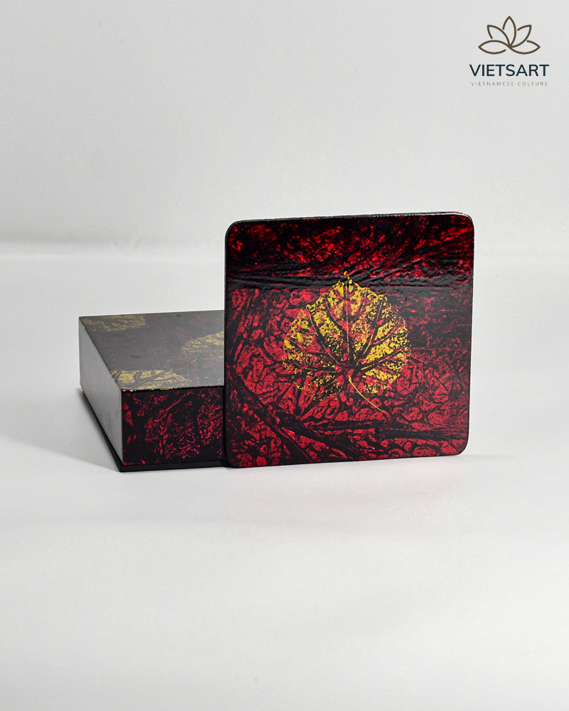 Lacquered wooden cup coaster